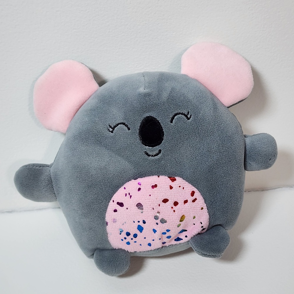 Greenbrier Koala Stuffed Animal Unisex 6" Gray Pink Rainbow Sparkle Belly Plush